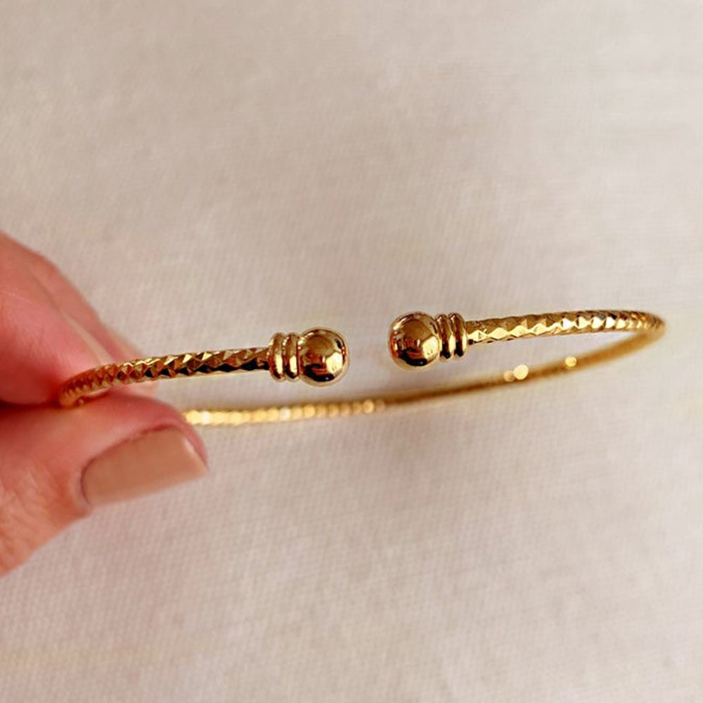 22 kt yellow gold adjustable dainty cuff bangle bracelet