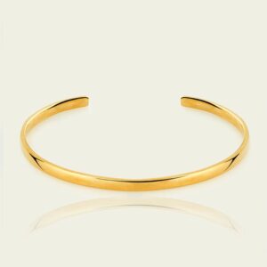 22 kt yellow gold adjustable open thin cuff bangle bracelet