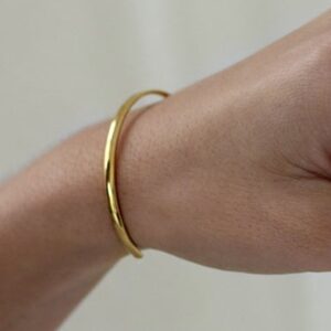 22 kt yellow gold adjustable open thin cuff bangle bracelet