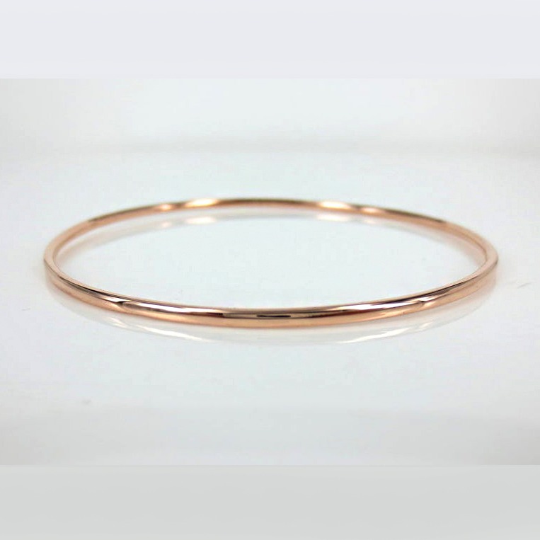 14 kt hallmark real solid rose gold plain slip-on bangle bracelet