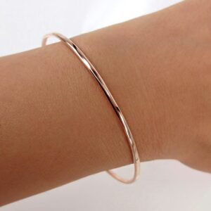 14 kt hallmark real solid rose gold plain slip-on bangle bracelet