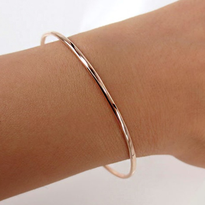 14 kt hallmark real solid rose gold plain slip-on bangle bracelet