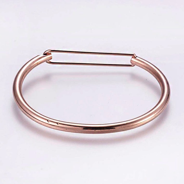 14 kt real solid rose gold stacking d shape gift bangle bracelet