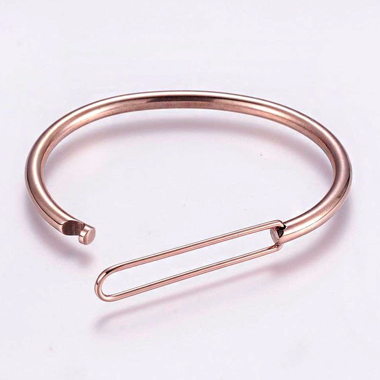 14 kt real solid rose gold stacking d shape gift bangle bracelet