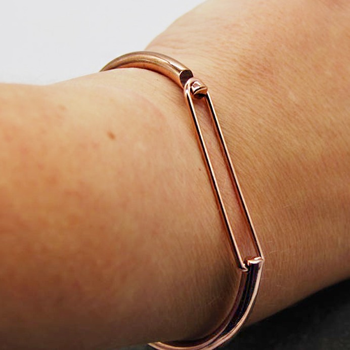 14 kt real solid rose gold stacking d shape gift bangle bracelet