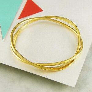 22 kt real solid yellow gold infinity stacking bangle bracelet