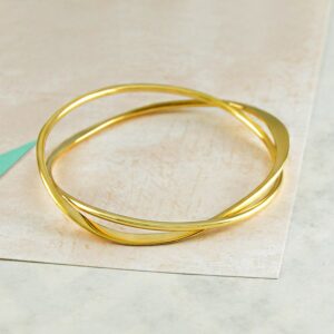 22 kt real solid yellow gold infinity stacking bangle bracelet
