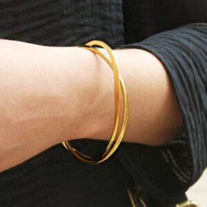 22 kt real solid yellow gold infinity stacking bangle bracelet