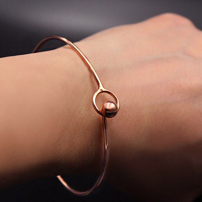 14 kt real solid rose gold edgy boho chic hinge bangle bracelet