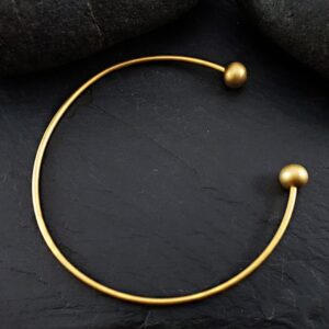 18 kt real solid yellow gold adjustable balls cuff bangle bracelet