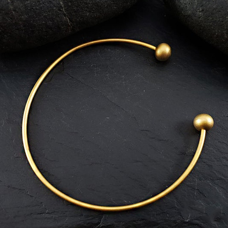 18 kt real solid yellow gold adjustable balls cuff bangle bracelet