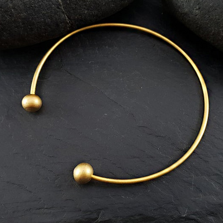 18 kt real solid yellow gold adjustable balls cuff bangle bracelet