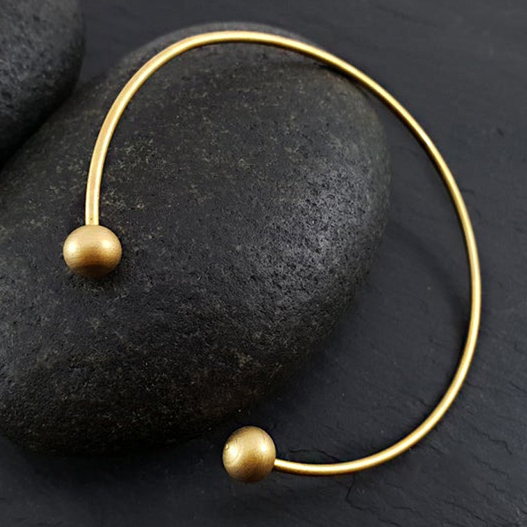 18 kt real solid yellow gold adjustable balls cuff bangle bracelet