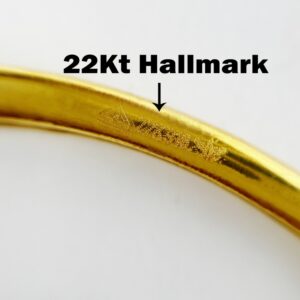22 kt real solid yellow gold heart charm slip-on bangle bracelet
