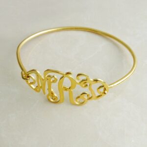 18 kt yellow gold monogram personalized name custom unisex bracelet