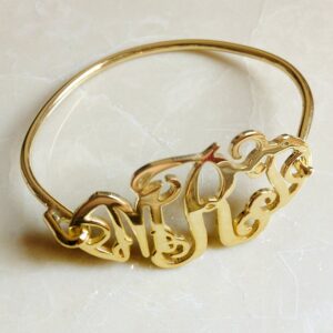 18 kt yellow gold monogram personalized name custom unisex bracelet