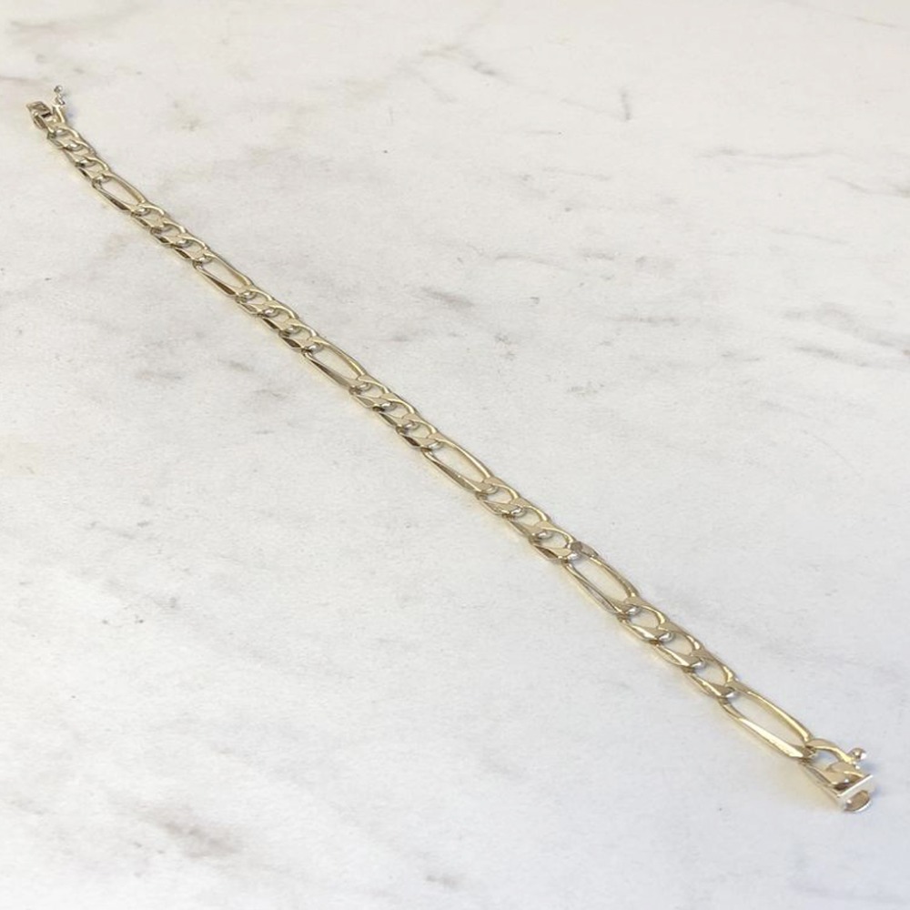 14 kt hallmark real solid white gold figaro link men's bracelet - Image 5