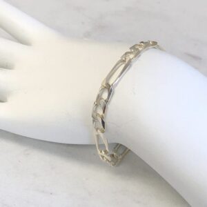 14 kt hallmark real solid white gold figaro link men's bracelet