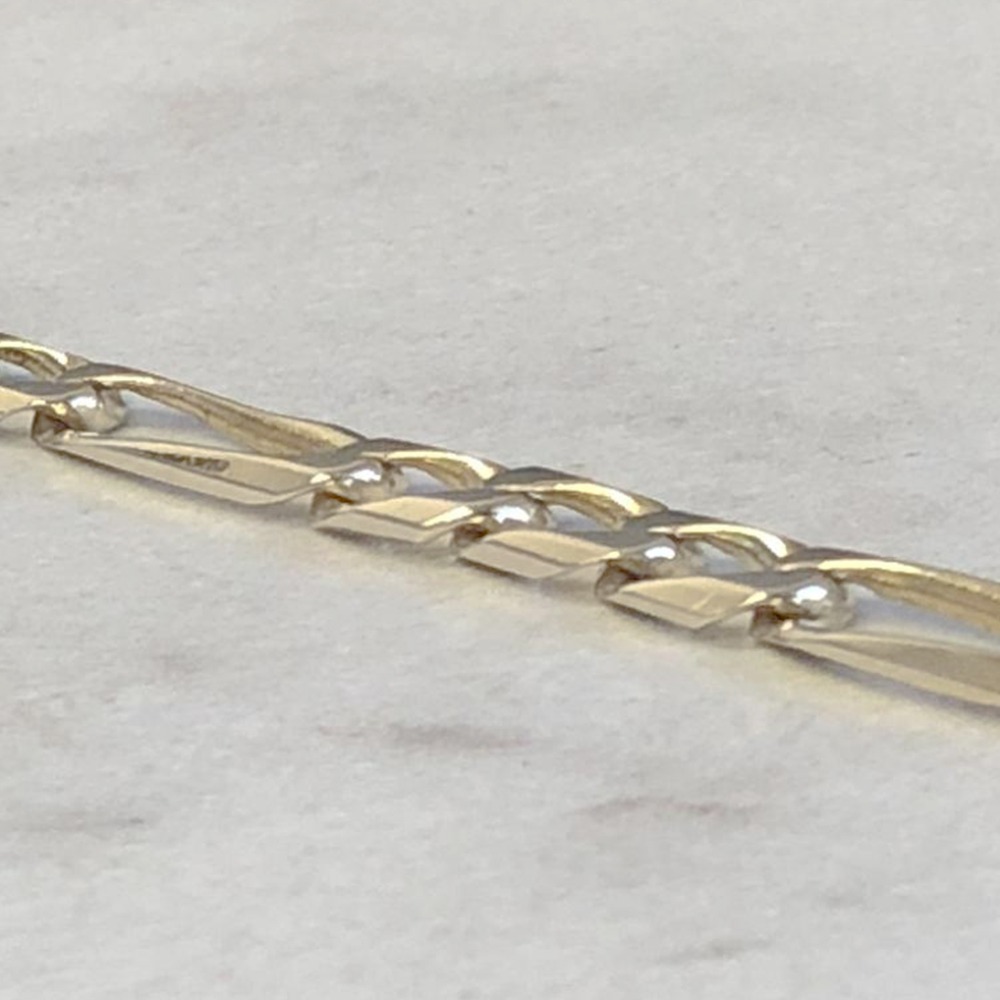 14 kt hallmark real solid white gold figaro link men's bracelet - Image 3
