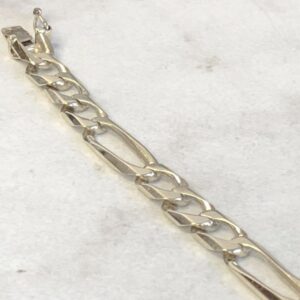 14 kt hallmark real solid white gold figaro link men's bracelet