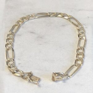 14 kt hallmark real solid white gold figaro link men's bracelet