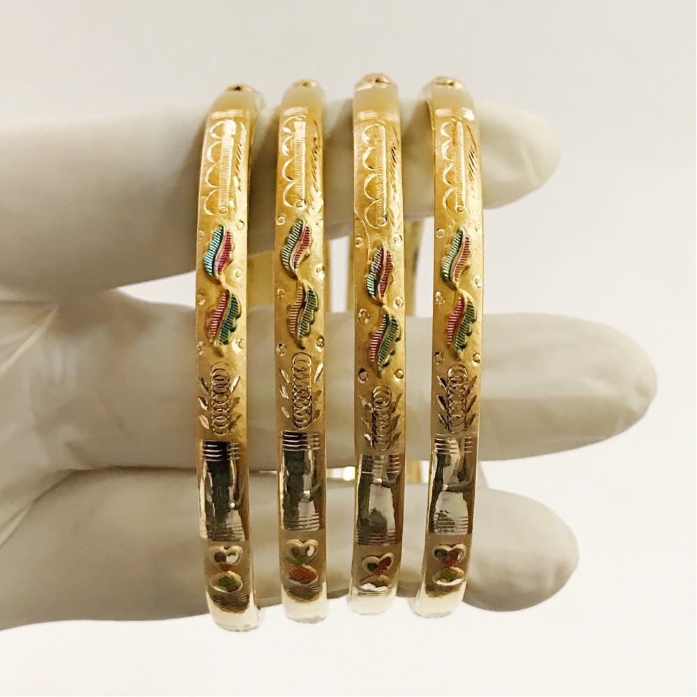 18 kt yellow gold handmade slip-on bracelet bangles 40 grams