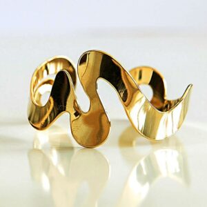 18 kt hallmark real yellow gold modern cuff bangle bracelet