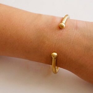 18 kt real solid yellow gold open torque cuff bangle bracelet 4mm