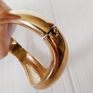 18 k real solid yellow gold vintage clamper women's bangle bracelet