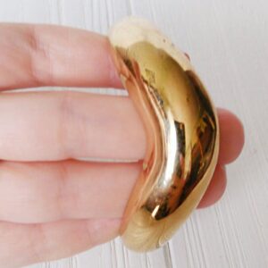 18 k real solid yellow gold vintage clamper women's bangle bracelet