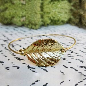18 kt hallmark real solid yellow gold leaf hinge bangle bracelet