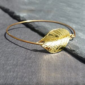 18 kt hallmark real solid yellow gold leaf hinge bangle bracelet