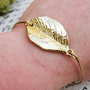 18 kt hallmark real solid yellow gold leaf hinge bangle bracelet