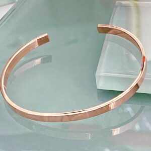 14 kt hallmark real solid rose gold open plain cuff bangle bracelet