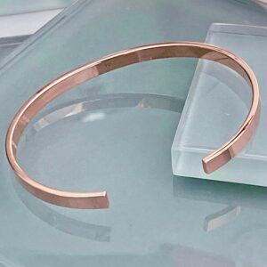 14 kt hallmark real solid rose gold open plain cuff bangle bracelet