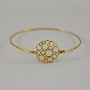 18 kt solid yellow gold overlapping bubbles hinge bangle bracelet