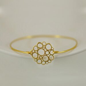 18 kt solid yellow gold overlapping bubbles hinge bangle bracelet