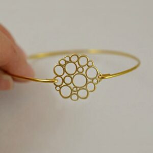 18 kt solid yellow gold overlapping bubbles hinge bangle bracelet