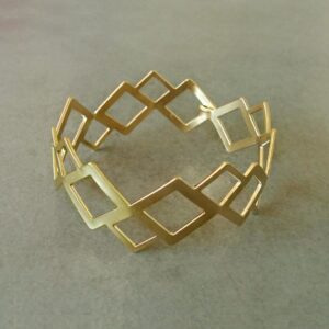 18k real solid yellow gold geometric triangle hinge bangle bracelet