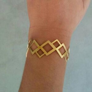 18k real solid yellow gold geometric triangle hinge bangle bracelet
