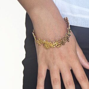 22 kt yellow gold flower glod lace statement slip-on bangle bracelet