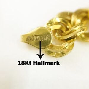 18 kt yellow gold cuban link chain men's bracelet 9 mm