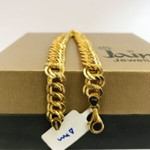 18 kt yellow gold cuban link chain men's bracelet 9 mm