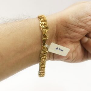 18 kt yellow gold cuban link chain men's bracelet 9 mm