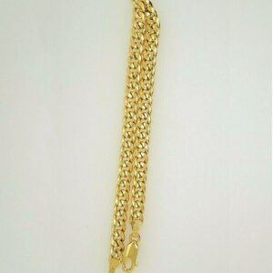 18 kt real solid yellow gold cuban link chain men's bracelet 5 mm