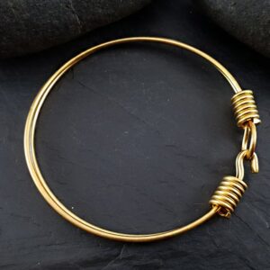 18 kt real solid yellow gold blanks charm hinge bangle bracelet