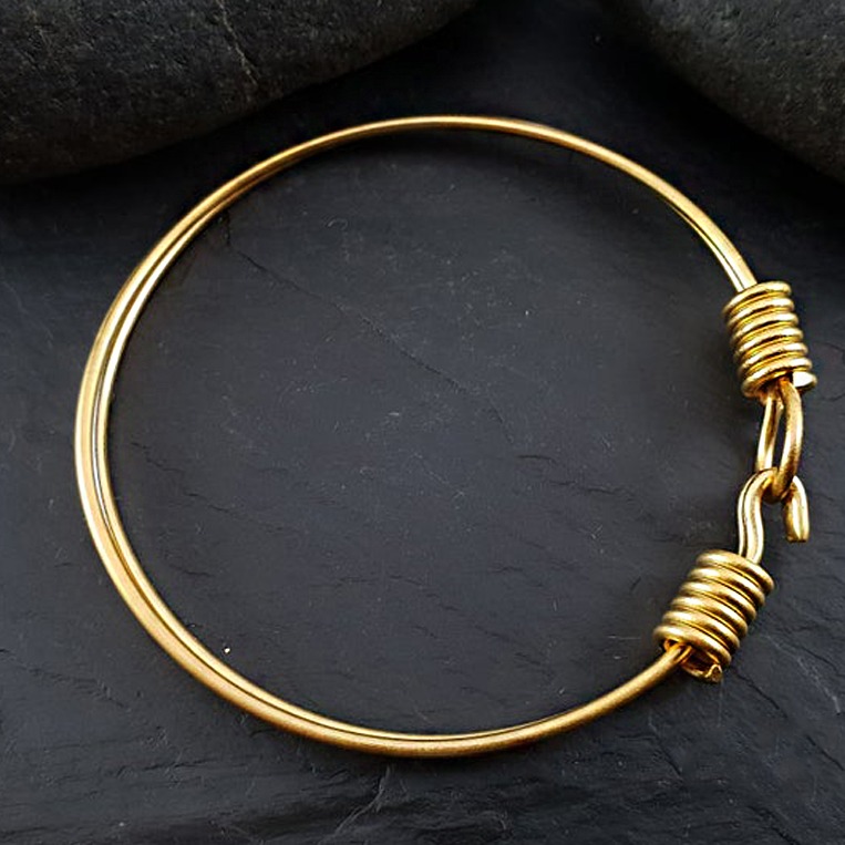 18 kt real solid yellow gold blanks charm hinge bangle bracelet - Image 4