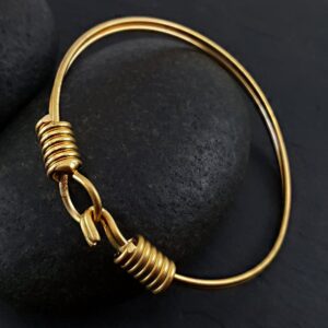 18 kt real solid yellow gold blanks charm hinge bangle bracelet