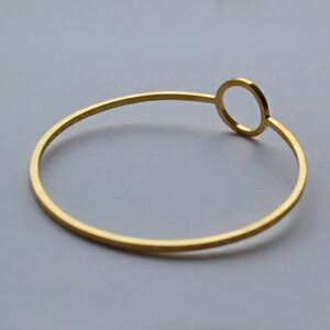 22 kt real solid yellow gold full moon circle bangle bracelet