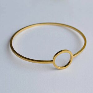 22 kt real solid yellow gold full moon circle bangle bracelet